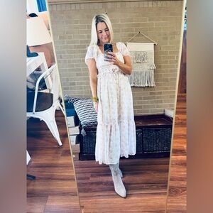 In Loom Pink Floral Midi Dress